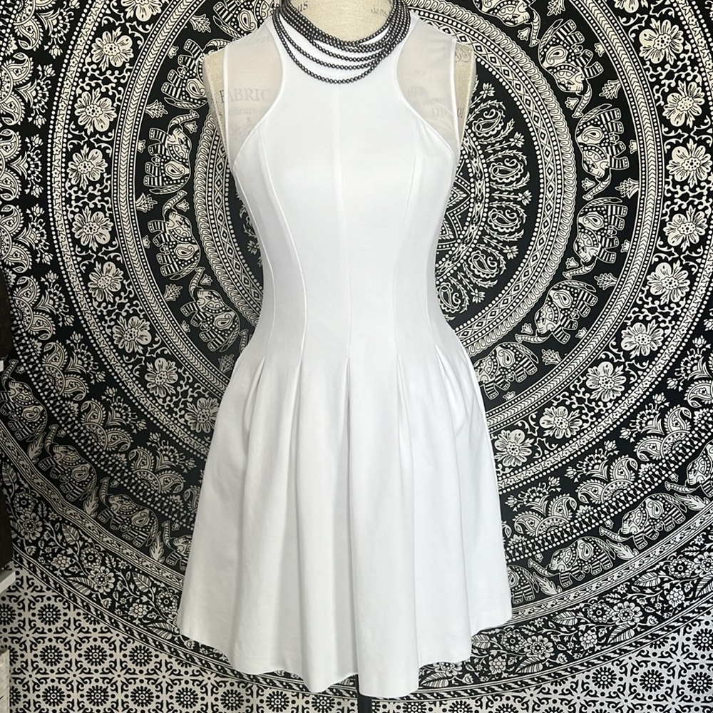Banana republic ANISA CUT-OUT MINI DRESS white size 4 fitted sleeveless stretch